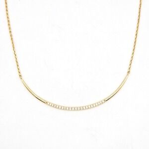 Stella & Dot Gold Tone Delicate Curved Bar Necklace‎ with Pave Crystal Accents